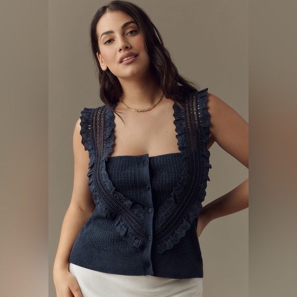 Anthropologie Tops - ✨Anthropologie Crafted Bib Sweater Tank Sz XL